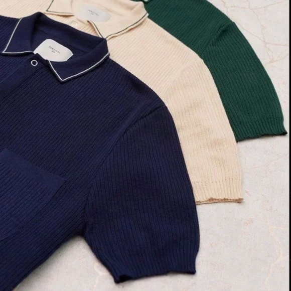 PERCIVAL Pablo Cuban Knit Short Sleeved Shirt - Navy - S - Picture 3 of 9